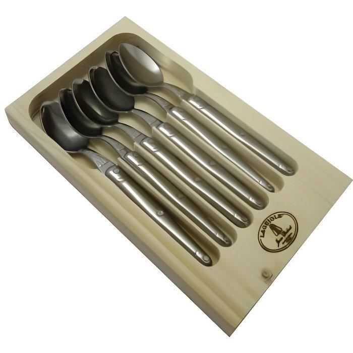 LAGUIOLE Lot de 6 cuillères à café - Inox - Manche Inox
