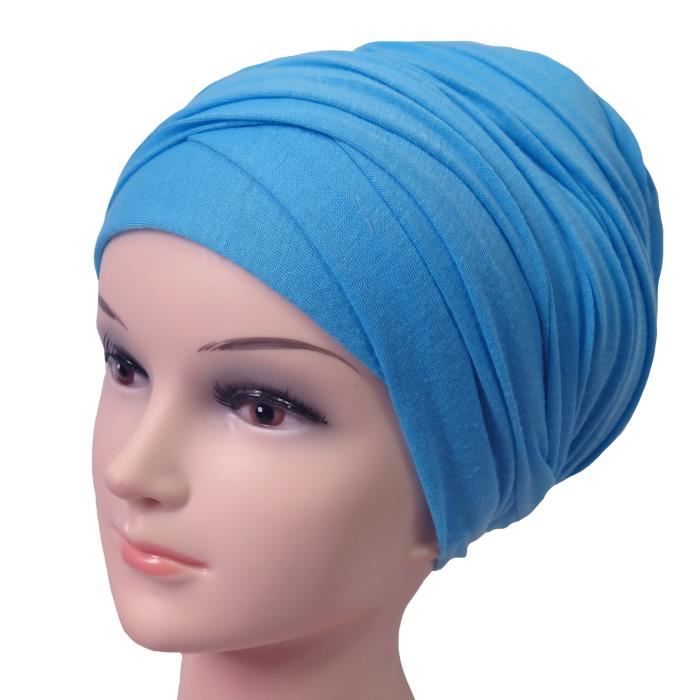 Hijab Femme Foulard Écharpe Turban Châle Islamique, Tissu en Jersey Premium (Bleu Azur)