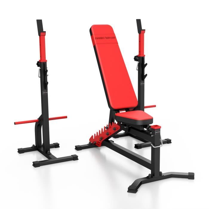 Marbo Sport MS30 Banc de musculation réglable des deux côtés MS-L102 + 2 supports d'haltères avec sécurité