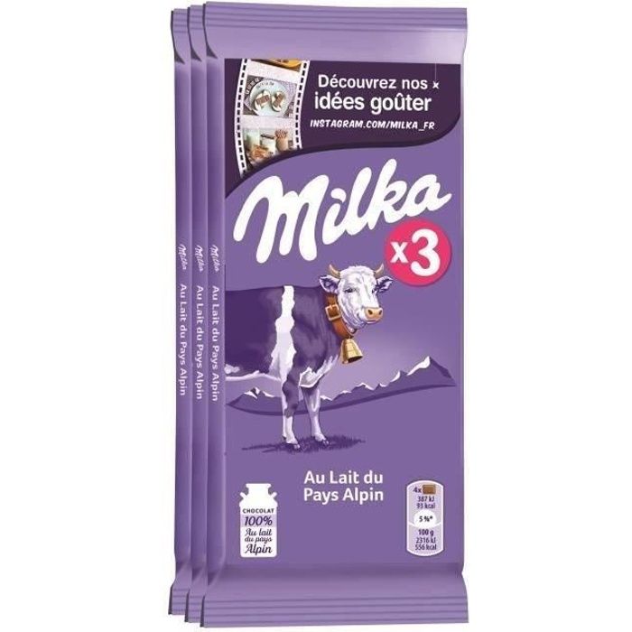 MILKA Tablette de chocolat au lait du Pays Alpin - 3 x 100 g