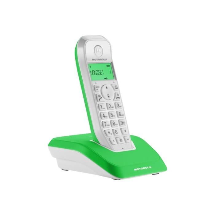 Motorola Startac S1201 Téléphone sans fil avec ID d'appelant-appel en instance DECT blanc, vert