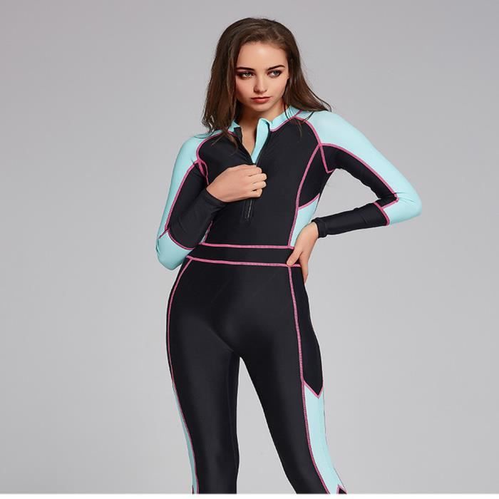 Costume de plongée Maillot de bain pour femme Combinaison de surf à manches longues One Piece Sun Protection WLF90508137BUXL_365