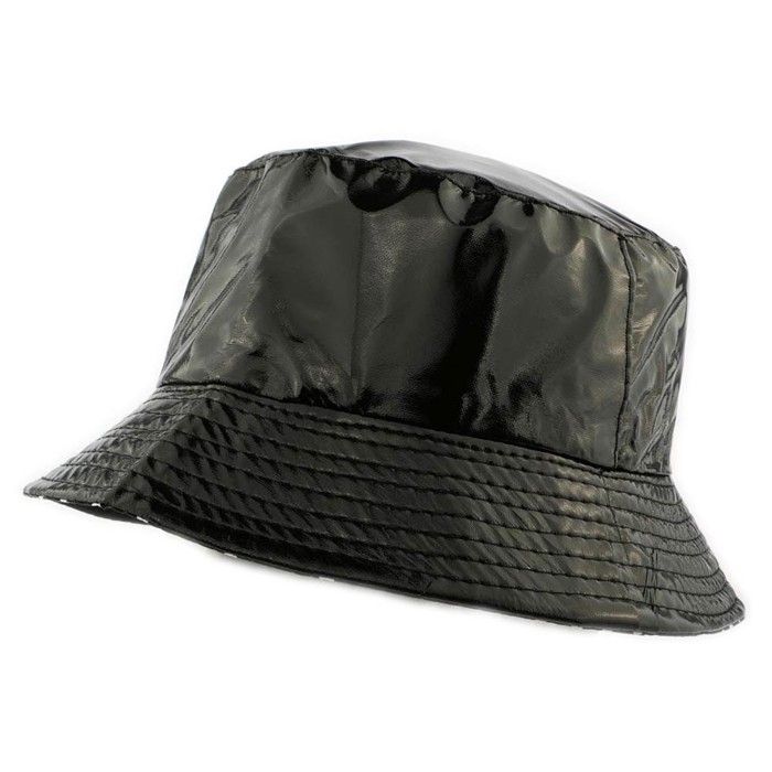 Chapeau Pluie Noir Brillant pour femme, référence Maud Nyls Création, réversible - Chapeau esprit Bob, imperméable, réversible su...