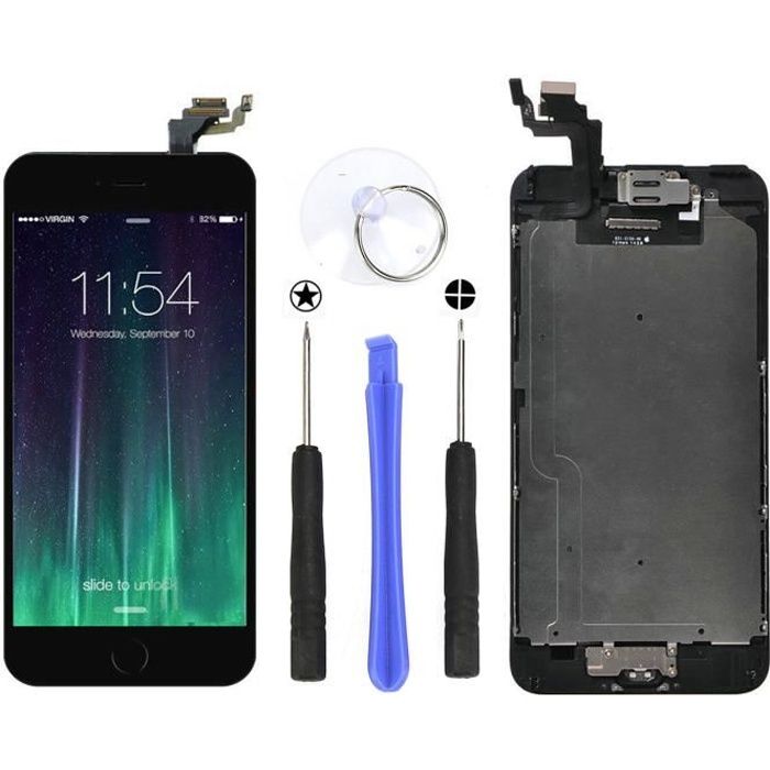 NOIR ECRAN LCD POUR IPHONE 6 Complet 4.7+ HOME CAMERA+ VITRE TACTILE CHASSIS