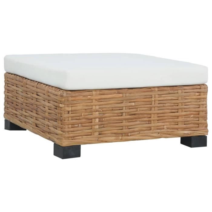 Repose-pied Poufs d'extérieur avec coussin Rotin naturel