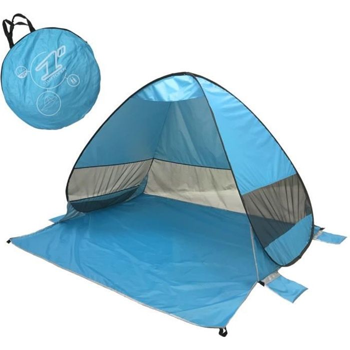 tente de Plage, Pop-up Automatique Abris, Portable Montage Tente Anti UV pour Extérieure Camping Plage Pêche Jardin (1-3 Personne)