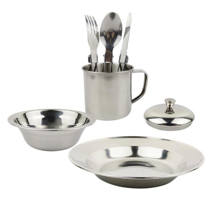 1 ensemble de batterie de cuisine de camping de casseroles portables fournitures de de de pour parc de PANIER PIQUE-NIQUE