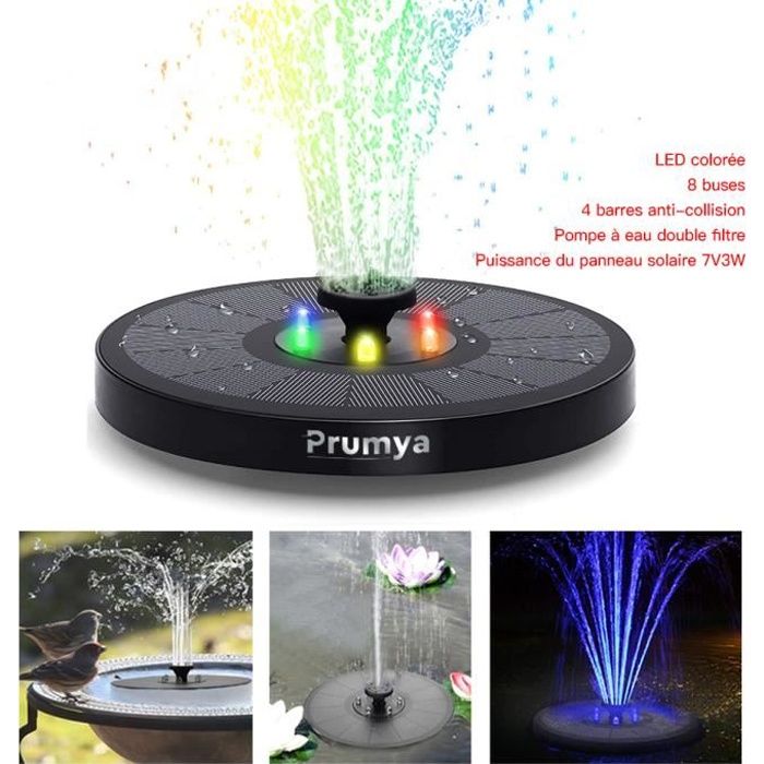 PRUMYA NEW!!! Fontaine Solaire,3W Fontaine flottante LED étanche Bassin / Piscine / Décoration de Jardin -coloré