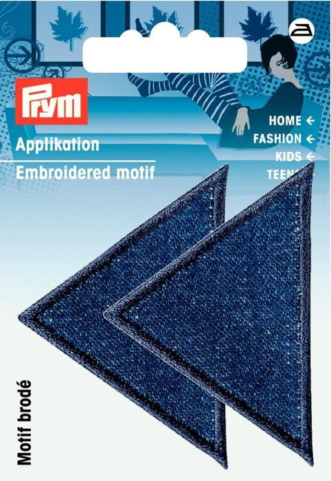 Deco couture - renfort - patch thermocollant Prym - 925470 - Motif decoratif Triangles, Grand, Jean fonce, Gold, Lot de 2