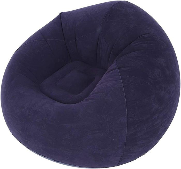 Canapé Gonflable PVC Pouf Fauteuil - Tissu Doux Floqué, 103x103x60cm, Bleu Marine Ou Rouge
