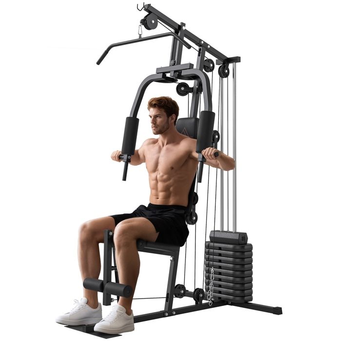 Banc De Musculation Gorilla Sports Multifonction - Set Haltères 100kg - Support Barre Et Butterfly Inclus