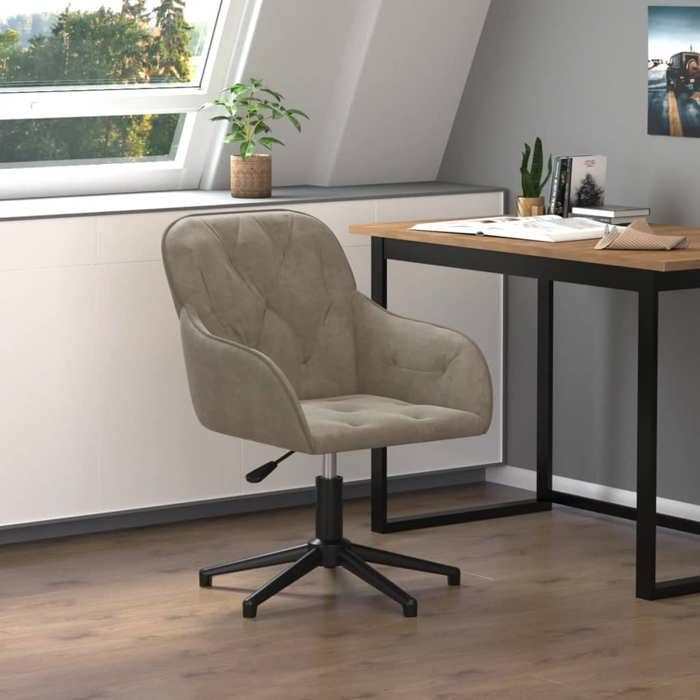 SALE 2025Fauteuil réglable à 360°- Chaise pivotante de bureau - gris clair - Velours - 56x615x72 cm83 Kg 3754
