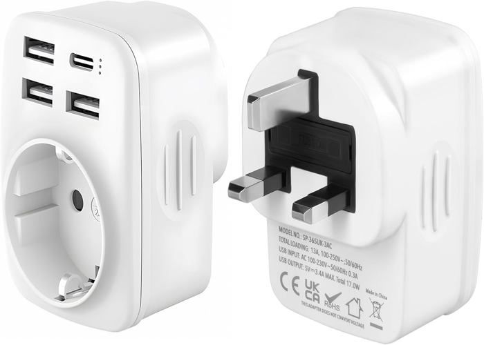 Adaptateur Prise Anglaise Type G, Adaptateur UK de Voyage avec 2 USB A Adaptateur Prise Anglaise Type G, Adaptateur UK de Voyage avec 2 USB A