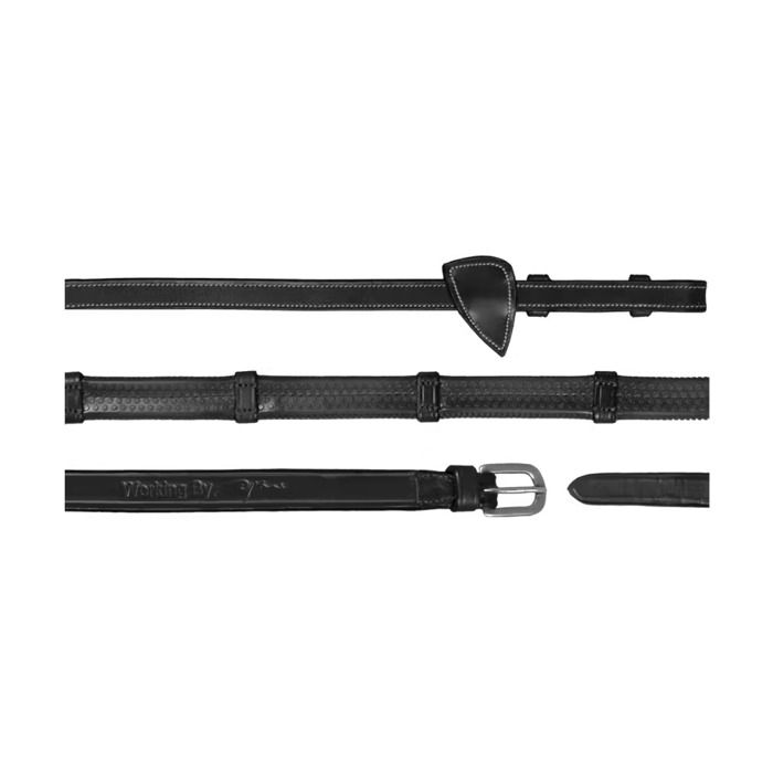 Meilleurs prix pour Rênes caoutchouc pour cheval avec 7 arretoirs Dy’on - Noir - Full