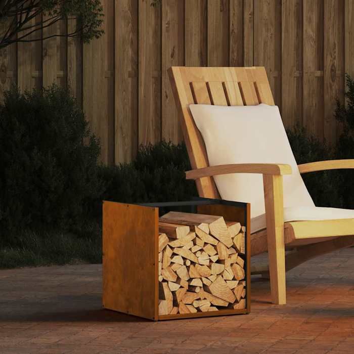 VidaXL Étagère à bois 40x40x40 cm acier résistant aux intempéries support à bûches de cheminée support à bûches support à 864254