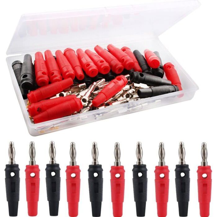 Fiches Banane 4mm Plaquées Or - Connecteurs Mâles Pour Accessoires électroniques, Lot Neuf