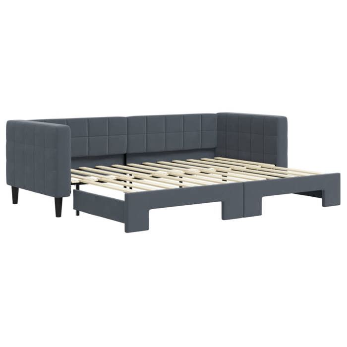 Lit de jour - VIDAXL - Canapé gigogne - Velours gris foncé - 80x200 cm - Design contemporain