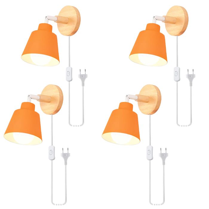 iDEGU 4pcs Rétro Lampe Murale Intérieur E27 Applique Murale Industriel avec Prise et Interrupteur Réglable Luminaire Vintage Orange iDEGU 4pcs Rétro Lampe Murale Intérieur E27 Applique Murale Industriel avec Prise et Interrupteur Réglable Luminaire Vintage Orange