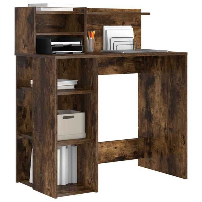 Kenneth@ Bureau - 1 PERSONNE - Table dordinateur - avec Rangement - Chêne fumé 90x48x1015 cm - LL1088
