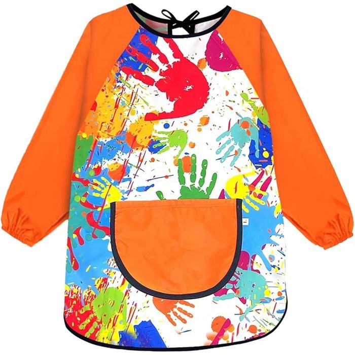 Tablier Peinture Enfant Blouse Imperméable Réutilisable Manche Longue