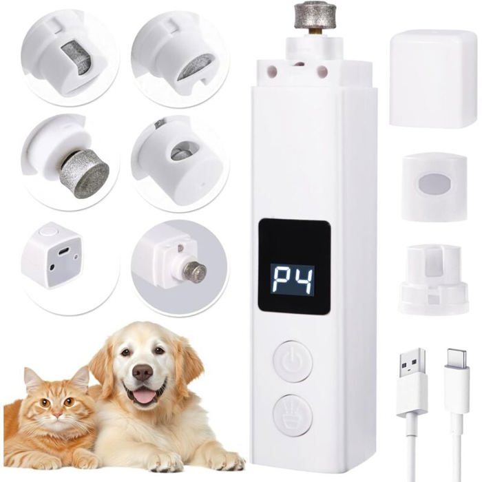 Meilleurs prix pour Lime à Ongles Chien 4 Vitesses Coupe-Ongles Electrique Rechargeable Animaux de Compagnie avec Lumières LED Silencieuse45 DB