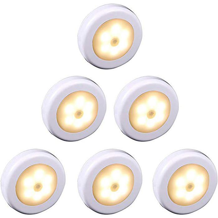 Lampe LED sans fil avec détecteur de mouvement pour placard escalier couloir cuisine chambre à coucher (6pcs) (lumière ODIPIE