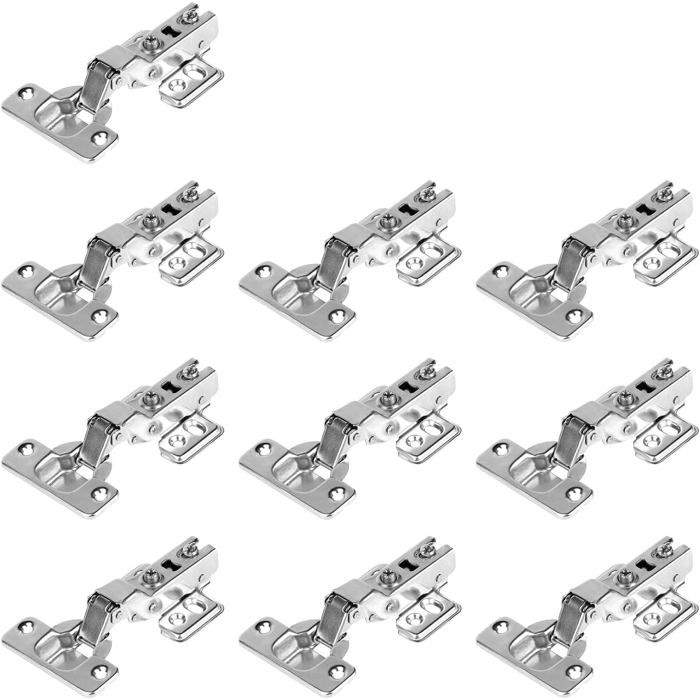 Charnières Porte Placard 10x 110° Amortisseur Fermeture Automatique Invisible Armoires/Cuisine