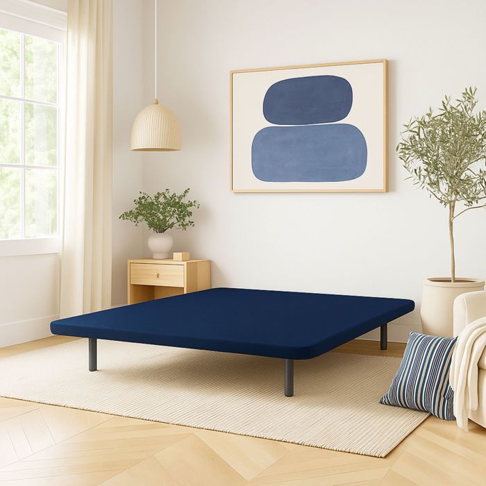 Cache-sommier 140x190 marine jersey pour cadre à lattes - Bleu marine - Someo Cache-sommier 140x190 marine jersey pour cadre à lattes - Bleu marine - Someo