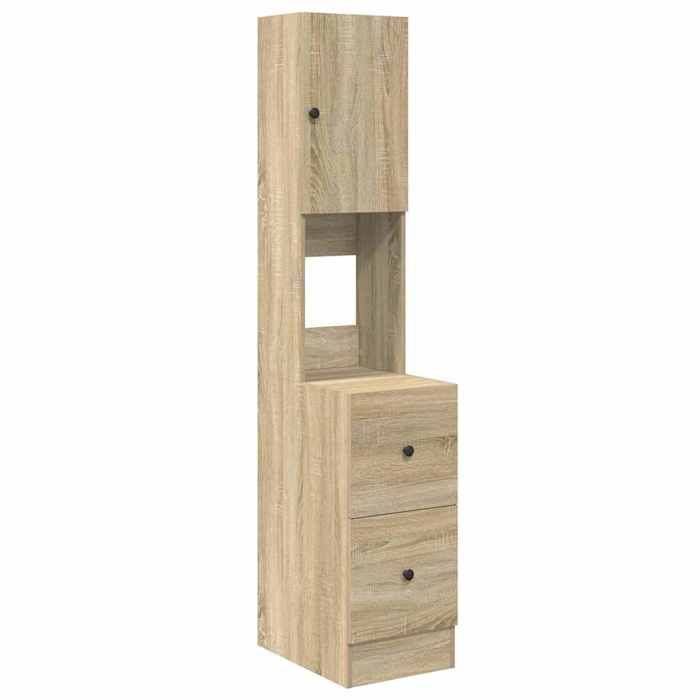 Armoire de cuisine moderne - GKO - Beige - 35x50x180 cm - Bois dingénierie - 2 tiroirs - 2 étagères
