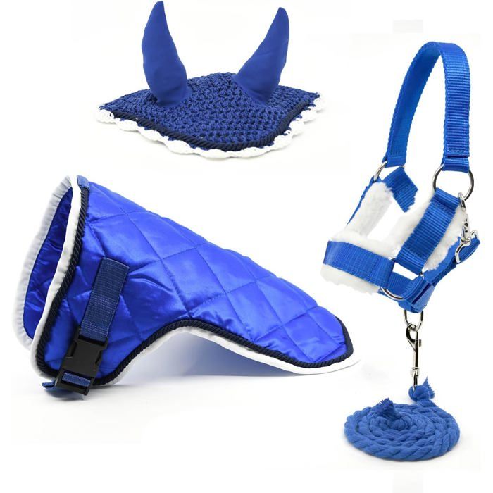 Comparer les prix de Ensemble daccessoires Bleu Hobby Horse - Licol moumoute Longe Couverture Bonnet Anti-Mouches