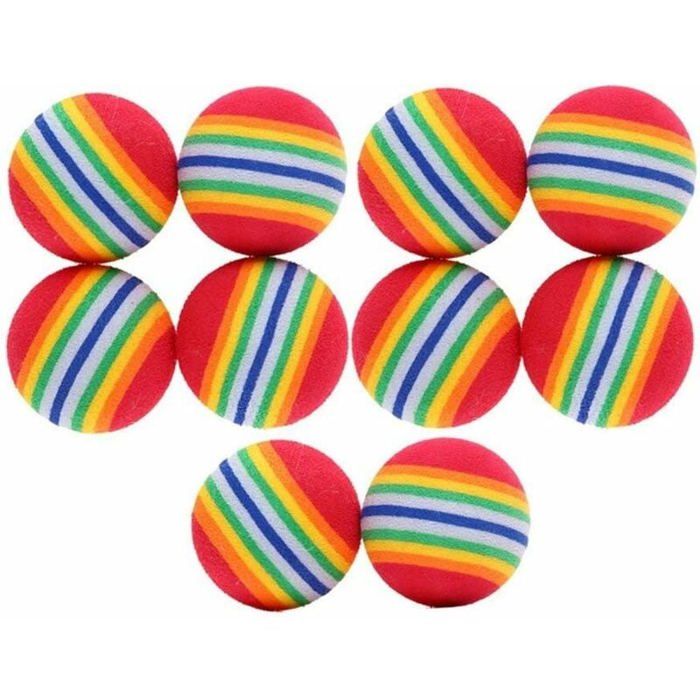 Jouet balle pour chat - MICH - 10 pièces - Arc-en-ciel - Mousse douce - Diamètre 3.5 cm - Multicolore