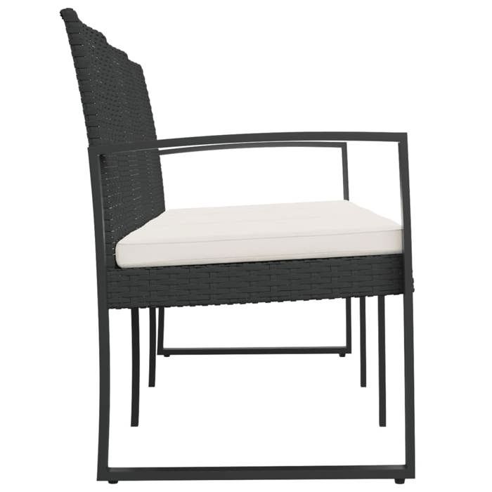 Sale 2026 Banc de jardin - BURKE - Banquette balcon - à 3 places - avec coussins - noir rotin PP BB382