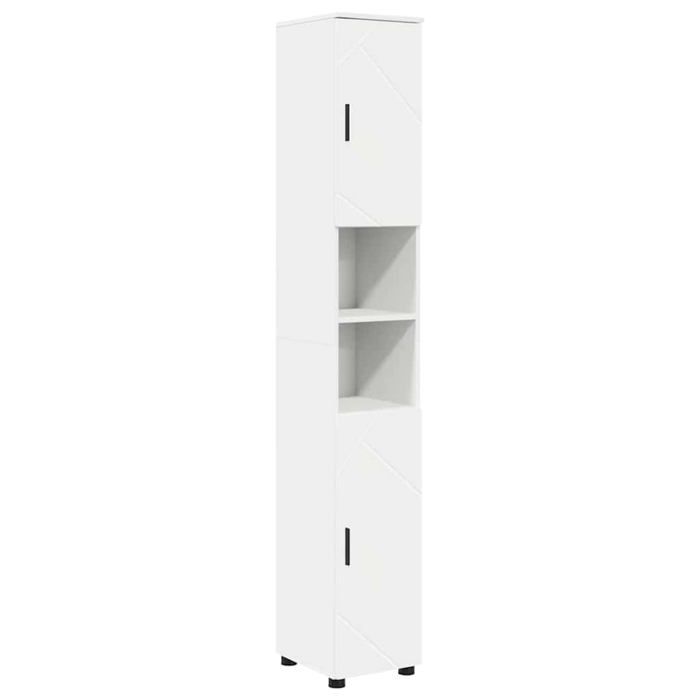 Meuble de salle de bain haut - vidaXL - Blanc - Bois dingénierie - 30x35x192 cm - 2 portes - Étagères ajustables
