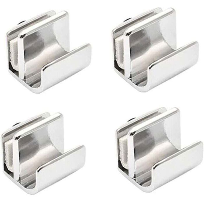 Poignées de porte en verre - PZCC - Ensemble de 4 - Sans perçage - Brillant - Pour épaisseur 5-8 mm