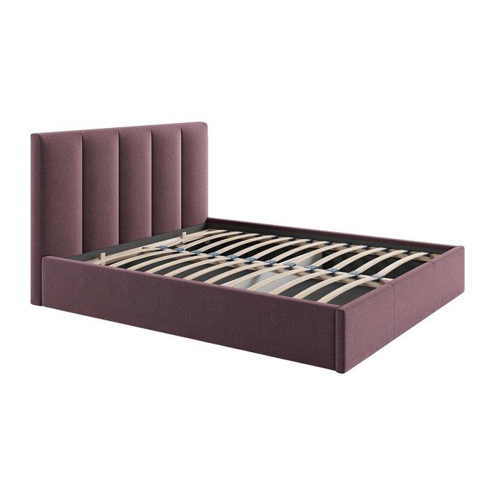 Lit coffre 180 x 200 cm avec tête de lit coutures verticales - Tissu - Bordeaux - KILACLO