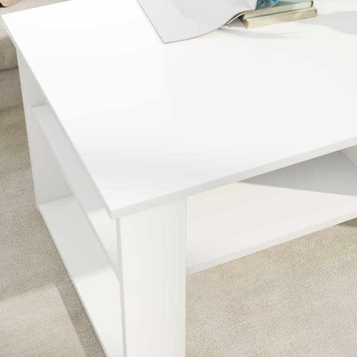 (Vente chaude)Table basse élégante - Support 20 kg - SHELD - Table à café - Blanc 96x54x44cm Bois dingénierie M2126529