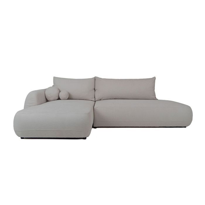 Canapé dangle convertible 5 places FABIO en tissu texturé - Gris clair - Angle Gauche Canapé dangle convertible 5 places FABIO en tissu texturé - Gris clair - Angle Gauche