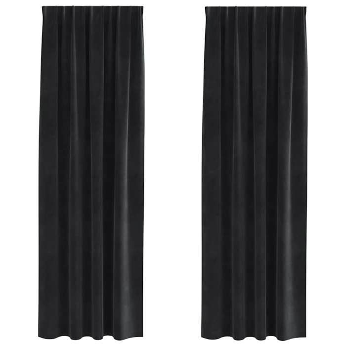 Moderne Rideaux occultants 2 pcs Noir 140 x 245 cm Velours Habillages de fenêtre @EU13414
