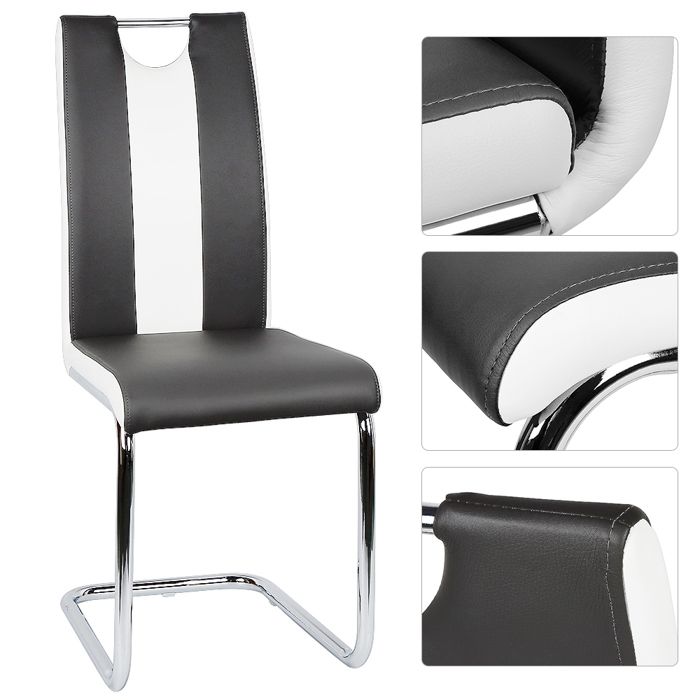 KEDIA chaise de salle à manger à nœud Armature en métal chromé Style Industriel pour Salon Noir principal blanc secondaire