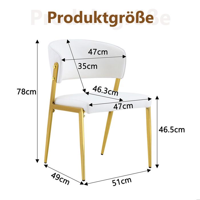 Chaise de salle a manger moderne en simili cuir blanc avec dossier ergonomique et pieds en metal assise rembourree ORVRYN