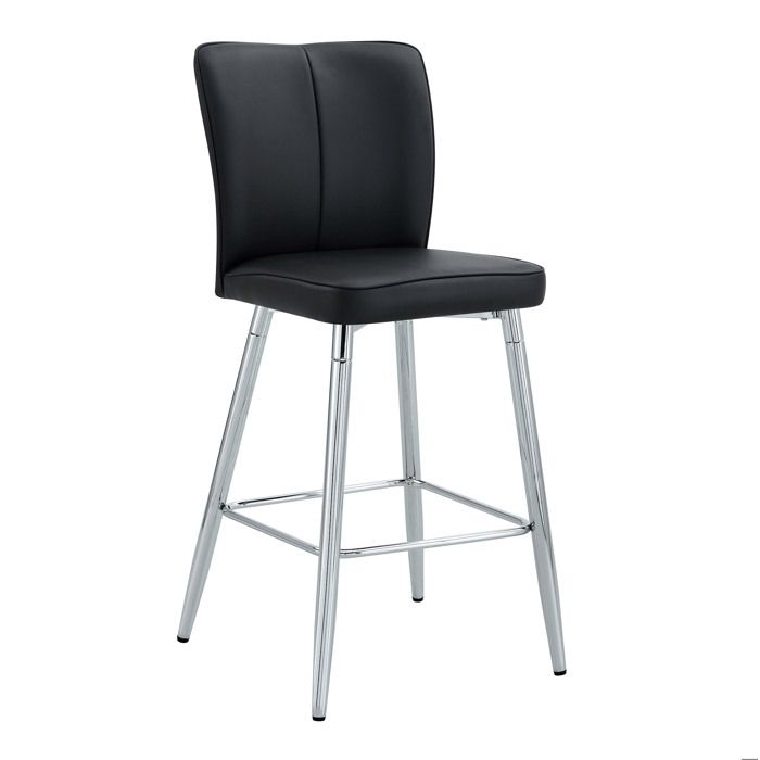 SENVIRO Tabouret de bar lot de 2 44 x 44 x 101 cm noir simili PU dossier ergonomique repose-pieds métal