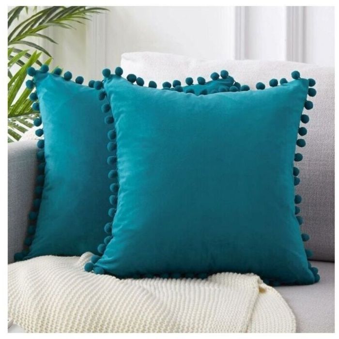 Lot de 2 Housse Coussin 45 x 45 bleu Canard Canape Decoratif Housse de Coussin Velours Doux Decoration Salon Chambre Aesthetic