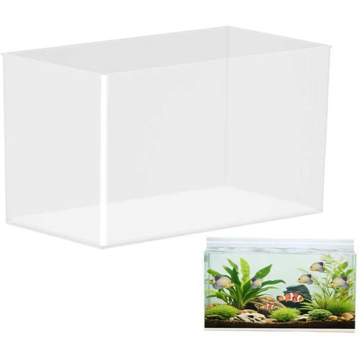 1 Aquarium Verre Faible Teneur Fer Transparent Sans Cadre Système Sécurité Antichute Pour Poissons Rouges Tortues
