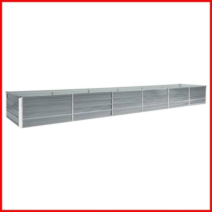 Lit surélevé de jardin Acier galvanisé 480x80x45 cm Gris -BK47064 (PLA)