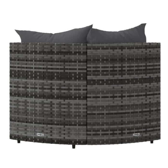 Canapé Central De Jardin Modulaire En Résine Tressée Grise Avec Coussins - 63x63 Cm