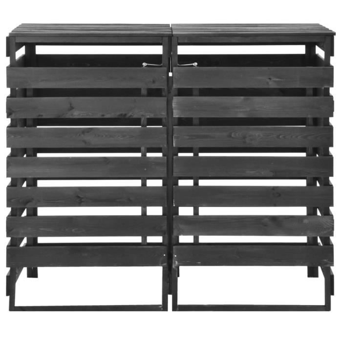 Double Générique Extension D'abri De Poubelle Sur Roulettes Noir Bois Massif Pin,Cache-conteneurs à Déchets,15.86KG-825111 Cadre Gabion Poubelle Double Générique Extension D'abri De Poubelle Sur Roulettes Noir Bois Massif Pin,Cache-conteneurs à Déchets,15.86KG-825111 Cadre Gabion Poubelle