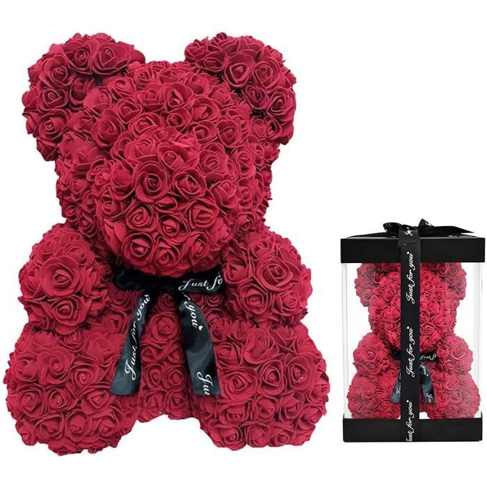 Delisouls Artificiel Rose Nounours Ours 25cm Mousse Rose Romantique Ours Creative Forever Fleur Ours Cadeau pour St.Valentin A396 Cdiscount Jeux Jouets