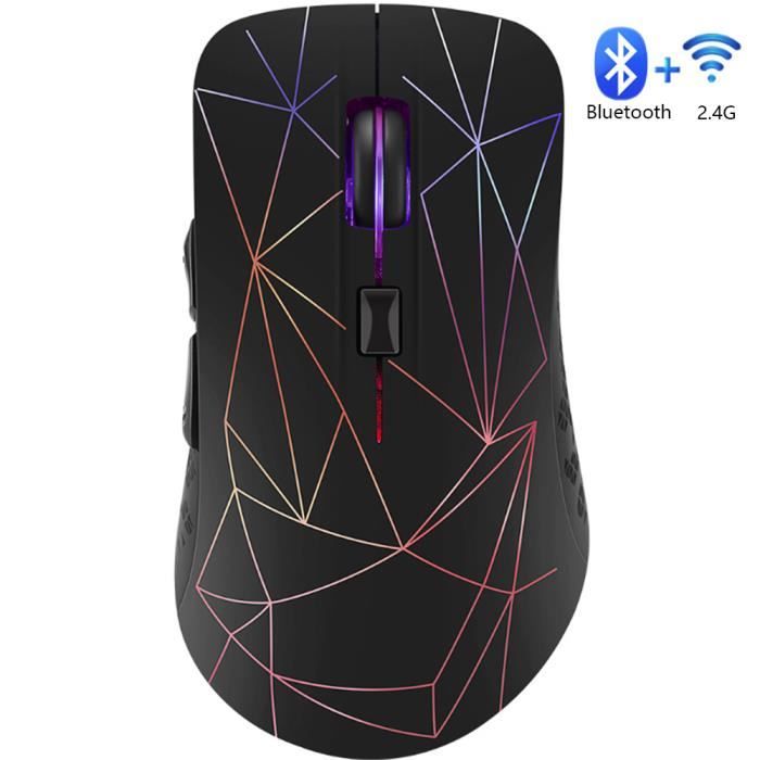 Souris Sans Fil Souris Rechargeable Lumière Silencieuse Bluetooth Double Mode 5.0 + 2.4G 6 Boutons 1600 DPI