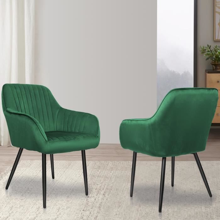 chaise avec accoudoir laizere - vert - lot de 2 - relaxation - contemporain - design