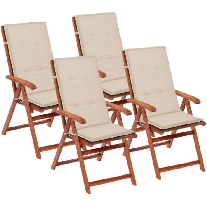 Lot De 6 Coussins De Chaise Jardin 50x50x4 Cm - Tissu Oxford Imperméable, Anthracite, Avec Cordons